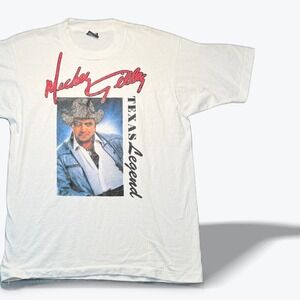 Vintage Mickey Gilley T Shirt Single Stitch Texas Legend Screen Stars 80s USA LG
